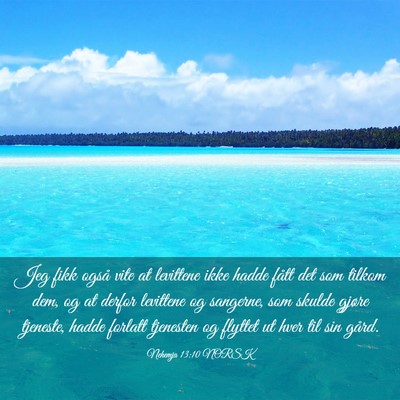 Picture 03 - Nehemja 13:10 NORSK - Jeg fikk også vite at levittene ikke hadde fått - Bible Verse Picture