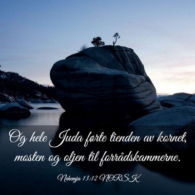 Picture 03 - Nehemja 13:12 NORSK - Og hele Juda førte tienden av kornet, mosten og - Bible Verse Picture