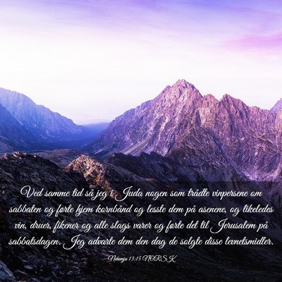 Picture 03 - Nehemja 13:15 NORSK - Ved samme tid så jeg i Juda nogen som trådte - Bible Verse Picture
