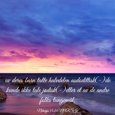 Picture 03 - Nehemja 13:24 NORSK - av deres barn talte halvdelen asdodittisk(-)de - Bible Verse Picture