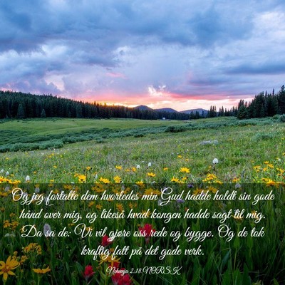 Picture 03 - Nehemja 2:18 NORSK - Og jeg fortalte dem hvorledes min Gud hadde holdt - Bible Verse Picture
