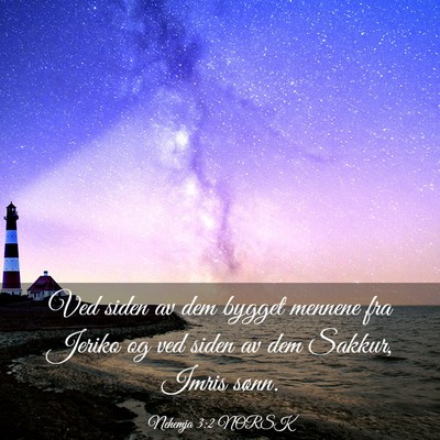 Picture 03 - Nehemja 3:2 NORSK - Ved siden av dem bygget mennene fra Jeriko og ved - Bible Verse Picture