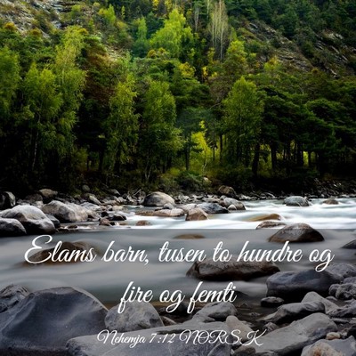 Picture 03 - Nehemja 7:12 NORSK - Elams barn, tusen to hundre og fire og - Bible Verse Picture