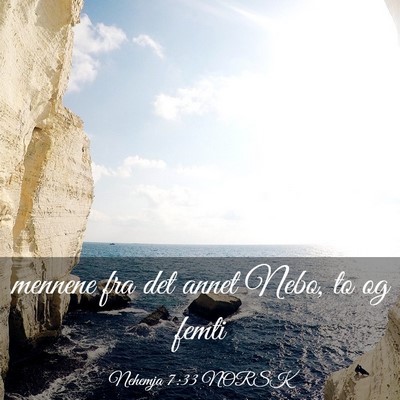 Picture 03 - Nehemja 7:33 NORSK - mennene fra det annet Nebo, to og - Bible Verse Picture