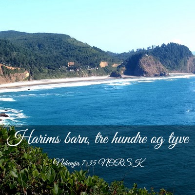 Picture 03 - Nehemja 7:35 NORSK - Harims barn, tre hundre og - Bible Verse Picture