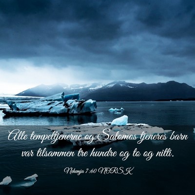 Picture 03 - Nehemja 7:60 NORSK - Alle tempeltjenerne og Salomos tjeneres barn var - Bible Verse Picture