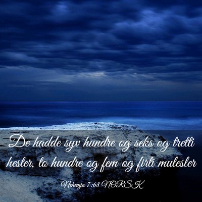Picture 03 - Nehemja 7:68 NORSK - De hadde syv hundre og seks og tretti hester, to - Bible Verse Picture