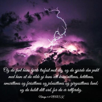 Picture 03 - Nehemja 9:8 NORSK - Og du fant hans hjerte trofast mot dig, og du - Bible Verse Picture
