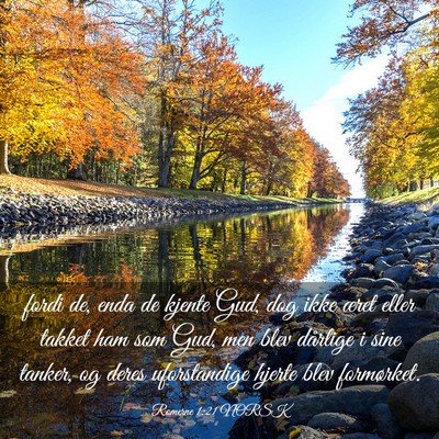 Picture 03 - Romerne 1:21 NORSK - fordi de, enda de kjente Gud, dog ikke æret - Bible Verse Picture