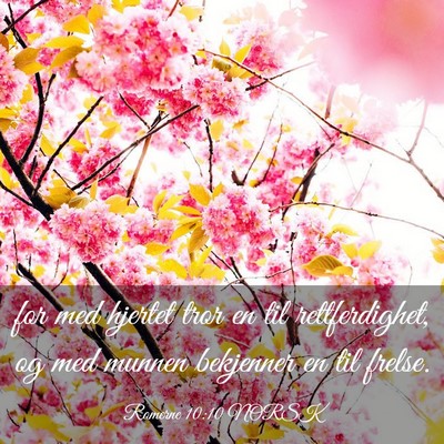 Picture 03 - Romerne 10:10 NORSK - for med hjertet tror en til rettferdighet, og med - Bible Verse Picture