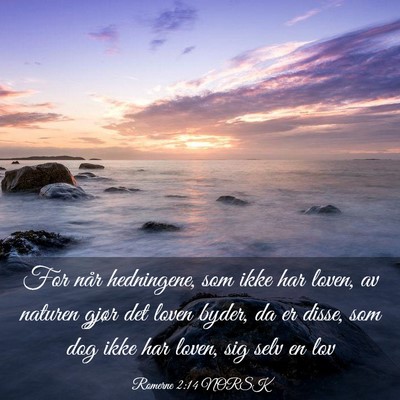 Picture 03 - Romerne 2:14 NORSK - For når hedningene, som ikke har loven, av - Bible Verse Picture