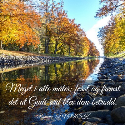 Picture 03 - Romerne 3:2 NORSK - Meget i alle måter; først og fremst det at Guds - Bible Verse Picture