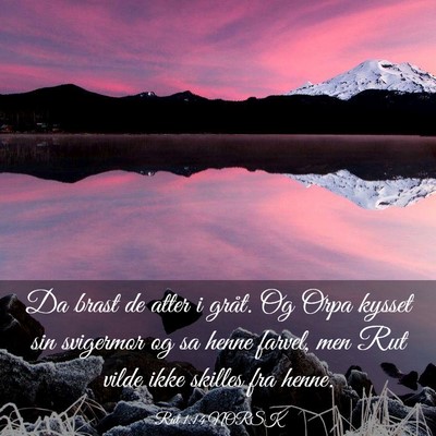 Picture 03 - Rut 1:14 NORSK - Da brast de atter i gråt. Og Orpa kysset sin - Bible Verse Picture