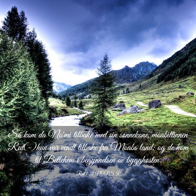 Picture 03 - Rut 1:22 NORSK - Så kom da No'mi tilbake med sin sønnekone, - Bible Verse Picture