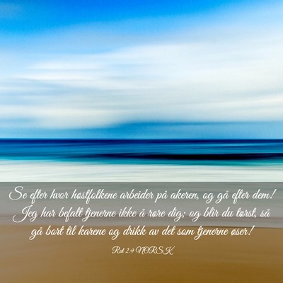 Picture 03 - Rut 2:9 NORSK - Se efter hvor høstfolkene arbeider på akeren, - Bible Verse Picture