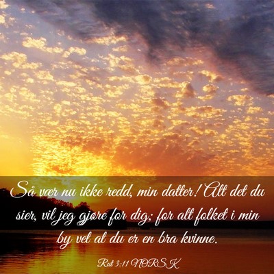 Picture 03 - Rut 3:11 NORSK - Så vær nu ikke redd, min datter! Alt det du - Bible Verse Picture