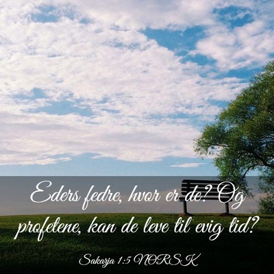Picture 03 - Sakarja 1:5 NORSK - Eders fedre, hvor er de? Og profetene, kan de - Bible Verse Picture