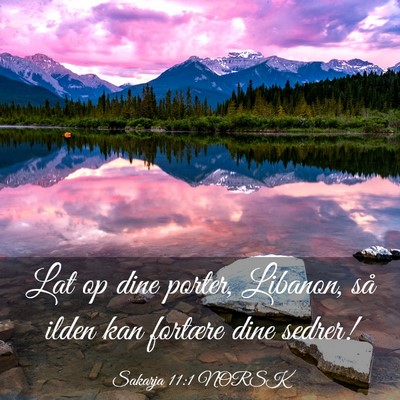 Picture 03 - Sakarja 11:1 NORSK - Lat op dine porter, Libanon, så ilden kan - Bible Verse Picture