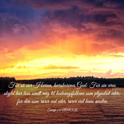 Picture 03 - Sakarja 2:8 NORSK - For så sier Herren, hærskarenes Gud: For sin - Bible Verse Picture