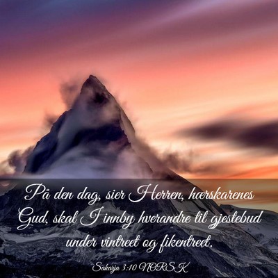 Picture 03 - Sakarja 3:10 NORSK - På den dag, sier Herren, hærskarenes Gud, skal - Bible Verse Picture