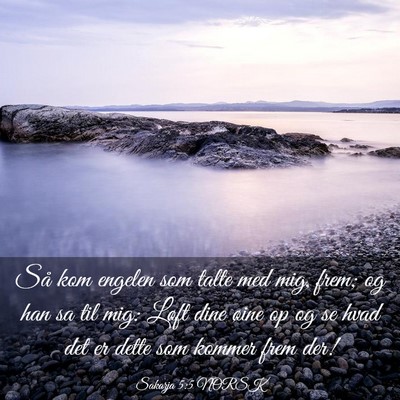 Picture 03 - Sakarja 5:5 NORSK - Så kom engelen som talte med mig, frem; og han - Bible Verse Picture
