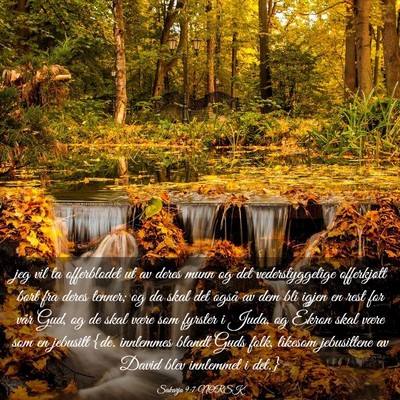 Picture 03 - Sakarja 9:7 NORSK - jeg vil ta offerblodet ut av deres munn og det - Bible Verse Picture