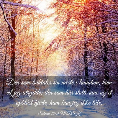 Picture 03 - Salmene 101:5 NORSK - Den som baktaler sin næste i lønndom, ham vil - Bible Verse Picture
