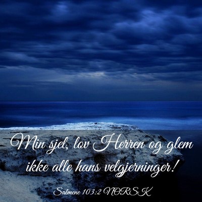 Picture 03 - Salmene 103:2 NORSK - Min sjel, lov Herren og glem ikke alle hans - Bible Verse Picture