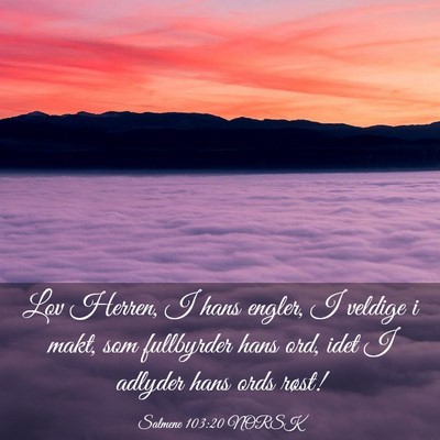 Picture 03 - Salmene 103:20 NORSK - Lov Herren, I hans engler, I veldige i makt, som - Bible Verse Picture