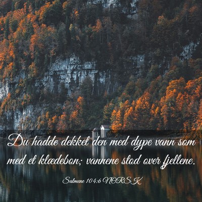 Picture 03 - Salmene 104:6 NORSK - Du hadde dekket den med dype vann som med et - Bible Verse Picture