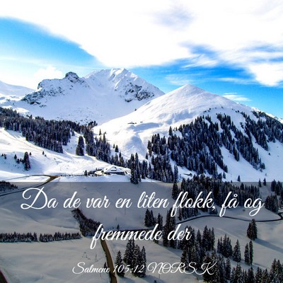 Picture 03 - Salmene 105:12 NORSK - Da de var en liten flokk, få og fremmede - Bible Verse Picture