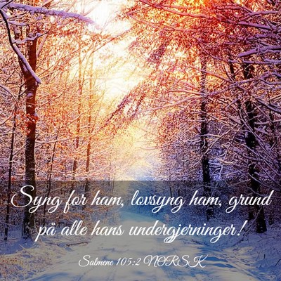 Picture 03 - Salmene 105:2 NORSK - Syng for ham, lovsyng ham, grund på alle hans - Bible Verse Picture