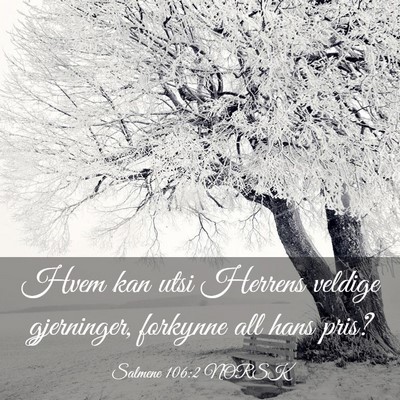 Picture 03 - Salmene 106:2 NORSK - Hvem kan utsi Herrens veldige gjerninger, - Bible Verse Picture