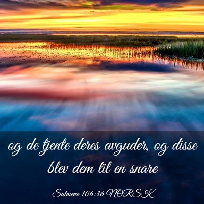 Picture 03 - Salmene 106:36 NORSK - og de tjente deres avguder, og disse blev dem til - Bible Verse Picture