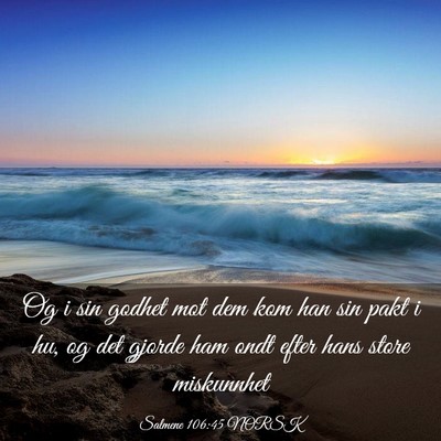 Picture 03 - Salmene 106:45 NORSK - Og i sin godhet mot dem kom han sin pakt i hu, og - Bible Verse Picture