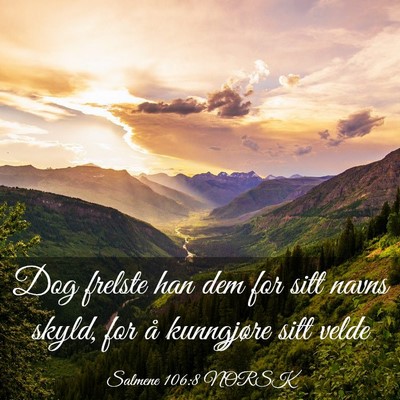 Picture 03 - Salmene 106:8 NORSK - Dog frelste han dem for sitt navns skyld, for å - Bible Verse Picture