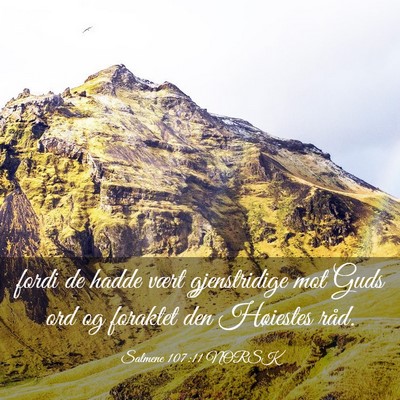 Picture 03 - Salmene 107:11 NORSK - fordi de hadde vært gjenstridige mot Guds ord og - Bible Verse Picture