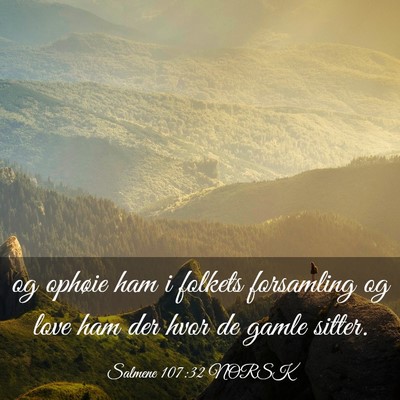 Picture 03 - Salmene 107:32 NORSK - og ophøie ham i folkets forsamling og love ham - Bible Verse Picture