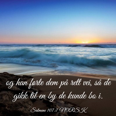 Picture 03 - Salmene 107:7 NORSK - og han førte dem på rett vei, så de gikk til - Bible Verse Picture