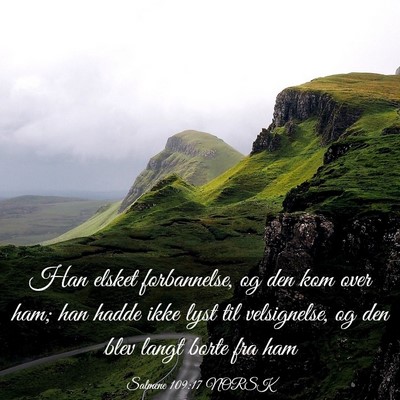 Picture 03 - Salmene 109:17 NORSK - Han elsket forbannelse, og den kom over ham; han - Bible Verse Picture