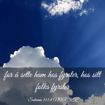 Picture 03 - Salmene 113:8 NORSK - for å sette ham hos fyrster, hos sitt folks - Bible Verse Picture
