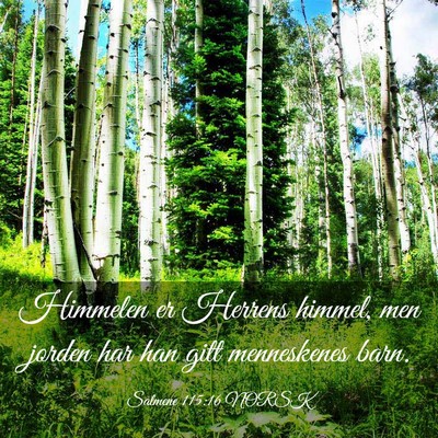 Picture 03 - Salmene 115:16 NORSK - Himmelen er Herrens himmel, men jorden har han - Bible Verse Picture