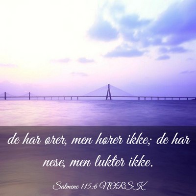 Picture 03 - Salmene 115:6 NORSK - de har ører, men hører ikke; de har nese, men - Bible Verse Picture