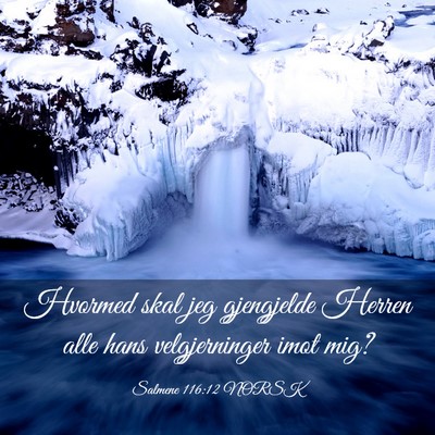 Picture 03 - Salmene 116:12 NORSK - Hvormed skal jeg gjengjelde Herren alle hans - Bible Verse Picture
