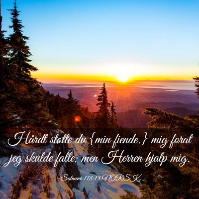 Picture 03 - Salmene 118:13 NORSK - Hårdt støtte du {min fiende.} mig forat jeg - Bible Verse Picture