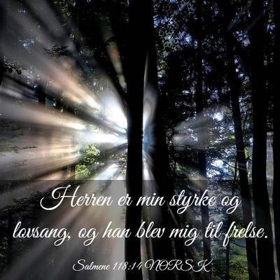 Picture 03 - Salmene 118:14 NORSK - Herren er min styrke og lovsang, og han blev mig - Bible Verse Picture