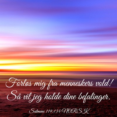 Picture 03 - Salmene 119:134 NORSK - Forløs mig fra menneskers vold! Så vil jeg - Bible Verse Picture