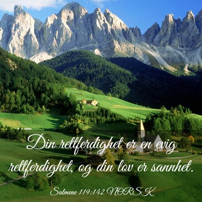 Picture 03 - Salmene 119:142 NORSK - Din rettferdighet er en evig rettferdighet, og - Bible Verse Picture