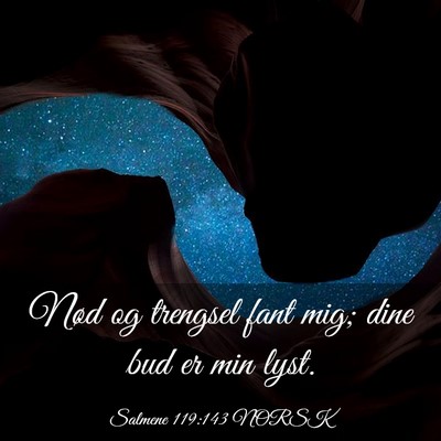 Picture 03 - Salmene 119:143 NORSK - Nød og trengsel fant mig; dine bud er min - Bible Verse Picture