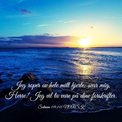 Picture 03 - Salmene 119:145 NORSK - Jeg roper av hele mitt hjerte; svar mig, Herre! - Bible Verse Picture